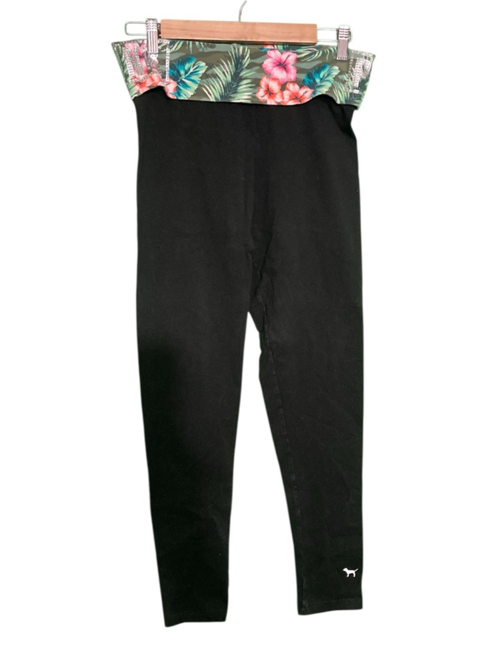 NEW PINK Victoria’s Secret Yoga Rhinestone PINK Tropical Print Leggings - Size L